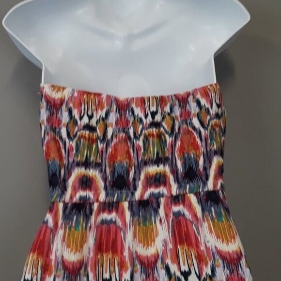 BB Dakota Womens Hi Low Strapless Dress Size Medium Multi Abstract Artsy BOHO - Picture 5 of 7